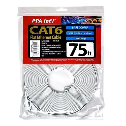 Cables de Red PPA 75 Ft. CAT 6 Bare Copper Blanco