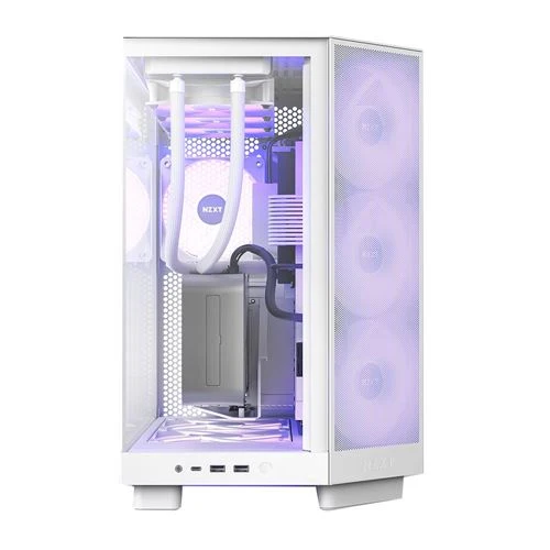 Case NZXT H6 Flow RGB Tempered Glass ATX Mid-Tower Computer Case Blanco