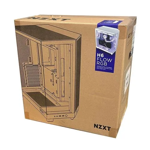 Case NZXT H6 Flow RGB Tempered Glass ATX Mid-Tower Computer Case Blanco