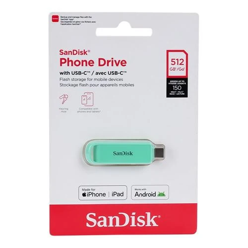 Memoria USB Sandisk 512GB Phone Drive USB 3.2 (Gen 1) Type-C Thumb Drive Verde