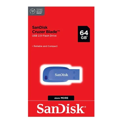 Memoria USB Sandisk 64GB Cruzer Blade SuperSpeed+ USB 2.0 Flash Drive Azul