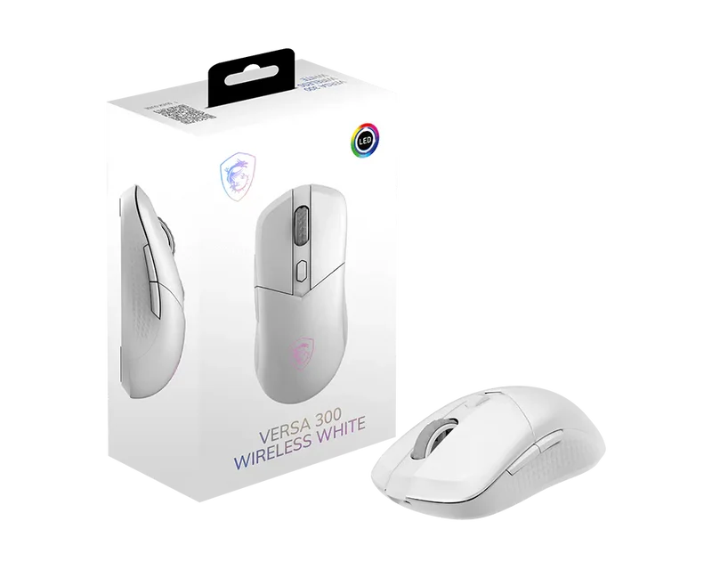 Mouse MSI Gaming Versa 300 Wireless - 8000 DPI - 6 Botones - RGB - Bluetooth 5.3 - Blanco