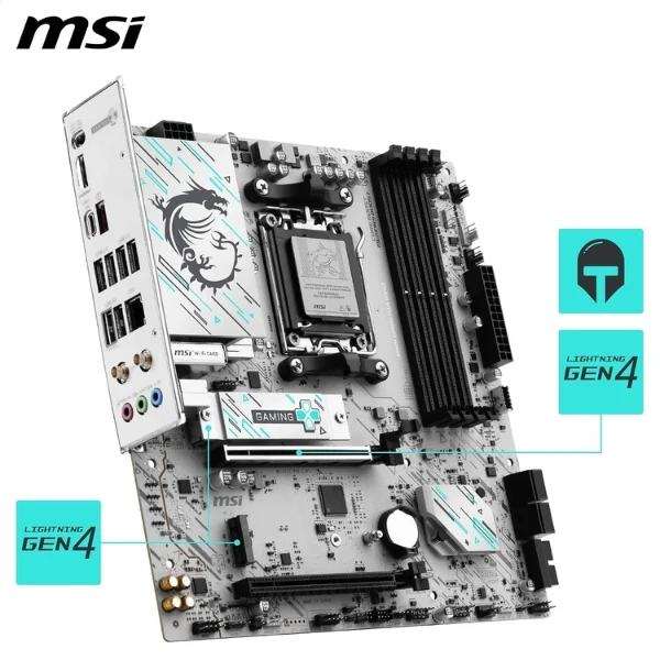 Tarjeta Madre MSI B840M Gaming Plus WiFi 6E - Micro-ATX - Socket AM5 - 4x DDR5 - 2x M.2 - PCIe 4.0 - WiFi 6E - Bluetooth 5.3 - HDMI/DisplayPort - 911-7E76-001