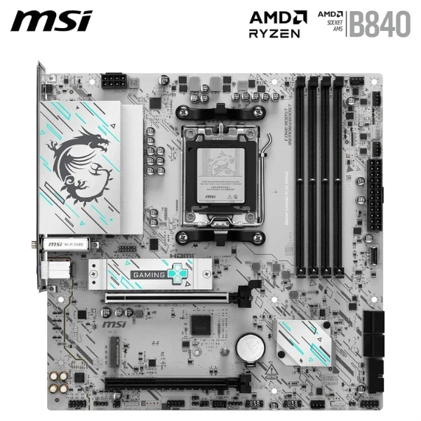 Tarjeta Madre MSI B840M Gaming Plus WiFi 6E - Micro-ATX - Socket AM5 - 4x DDR5 - 2x M.2 - PCIe 4.0 - WiFi 6E - Bluetooth 5.3 - HDMI/DisplayPort - 911-7E76-001