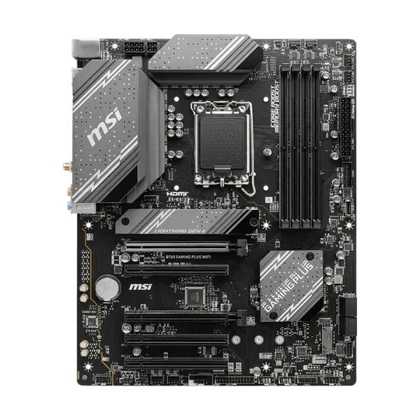 Tarjeta Madre MSI B760 Gaming Plus WiFi - ATX - Socket LGA1700 - 4x DDR5 - 2x M.2 - PCIe 4.0 - WiFi 6E - Bluetooth 5.3 - 911-7D98-046