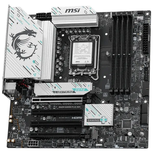 Tarjeta Madre MSI PRO B860M Gaming Plus WiFi 7 - Micro-ATX - Socket LGA1851 - 4x DDR5 - 3x M.2 - PCIe 5.0 - WiFi 7 - Bluetooth 5.4 - 911-7E42-003