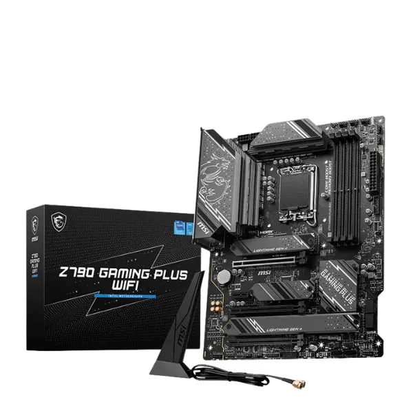 Tarjeta Madre MSI Z790 GAMING PLUS WIFI - Socket LGA1700 - Intel Z790 - DDR5 7200 MT/s - 4xM.2 - PCIe 5.0 - WiFi 6E - 2.5G LAN - Negro - 911-7E06-075