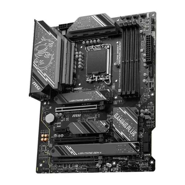 Tarjeta Madre MSI Z790 GAMING PLUS WIFI - Socket LGA1700 - Intel Z790 - DDR5 7200 MT/s - 4xM.2 - PCIe 5.0 - WiFi 6E - 2.5G LAN - Negro - 911-7E06-075