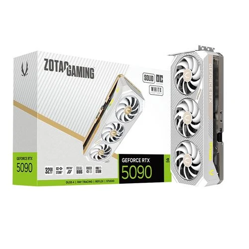Tarjeta de Video Zotac GeForce RTX 5090 SOLID White Edition OC Triple-Fan 32GB GDDR7 PCIe 5.0 - Blanco