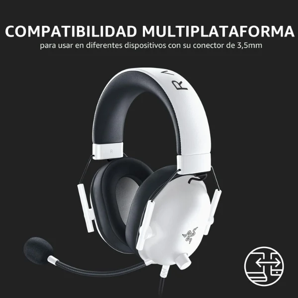 Audífonos Gamer Razer BlackShark V2 X 3.5mm - Sonido Envolvente 7.1 - Drivers TriForce 50mm - Micrófono HyperClear - Multiplataforma - RZ04-03240700-R3U1 - Blanco