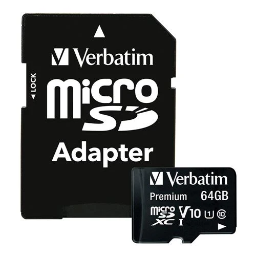 Tarjeta de Memoria Verbatim 64GB Premium MicroSDXC Class 10 / UHS-1 Flash Memory Card