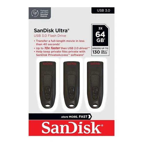 Memoria USB Sandisk 64GB Ultra SuperSpeed+ USB 3.1 (Gen 1) Flash Drive Negro