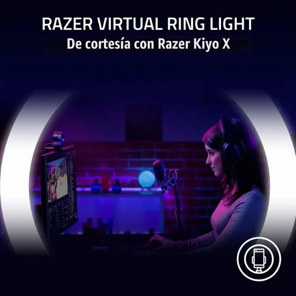 Webcam Gamer Razer Kiyo X Full HD 1080p - Enfoque Automático - USB - Streaming - RZ19-04170100-R3U1 - Negro