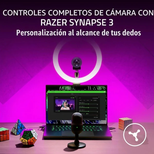 Webcam Gamer Razer Kiyo X Full HD 1080p - Enfoque Automático - USB - Streaming - RZ19-04170100-R3U1 - Negro