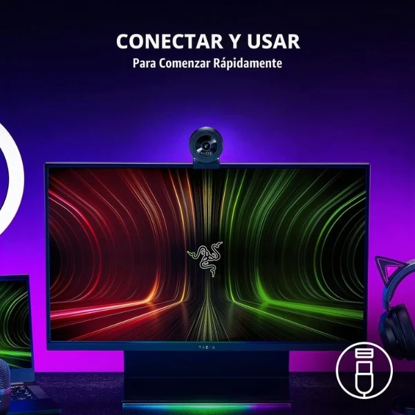 Webcam Gamer Razer Kiyo X Full HD 1080p - Enfoque Automático - USB - Streaming - RZ19-04170100-R3U1 - Negro