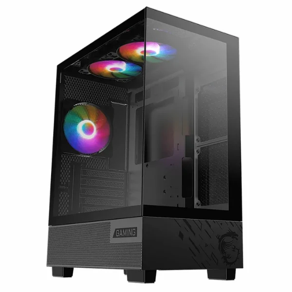 Case MSI MAG PANO M110A Mid Tower Micro-ATX - 3 Ventiladores ARGB 120mm - Vidrio Templado - USB Type-A - Negro