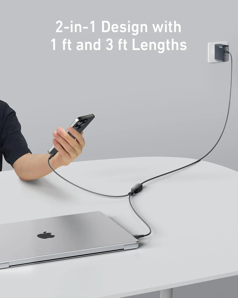 Hub USB-C Anker 4 ft. 2-in-1 USB-C to USB-C Cable 140W