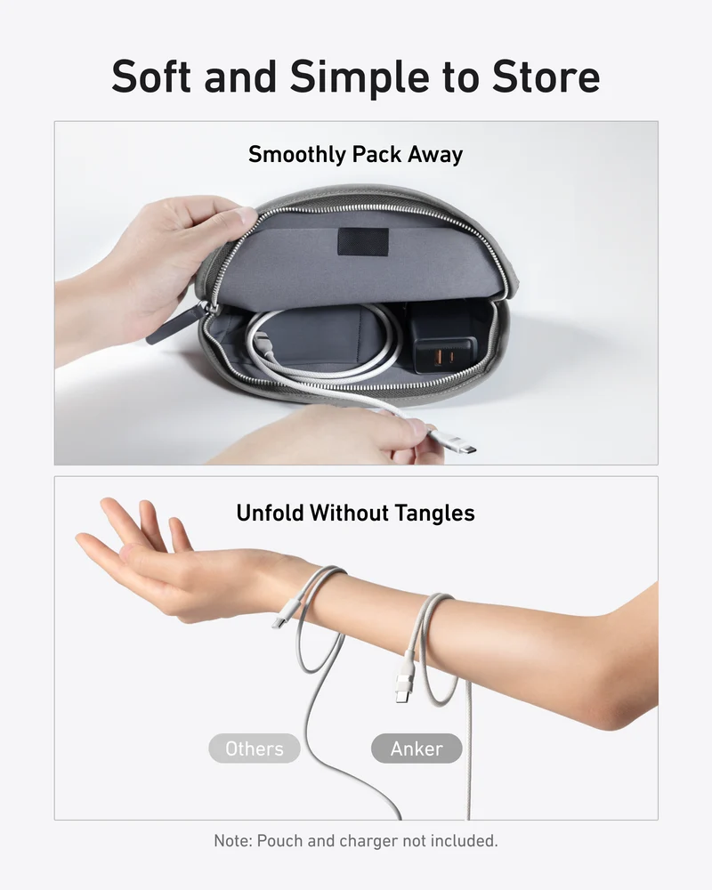 Cable Anker 240W USB-C to USB-C Cable (3ft Upcycled-Braided)