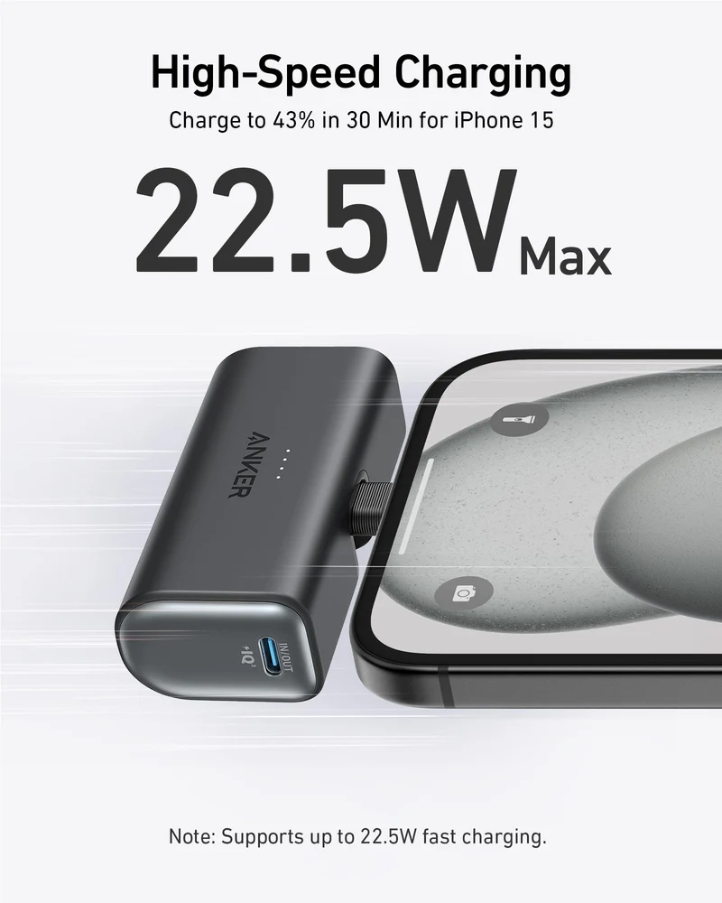 Power Bank Anker Nano 5000mAh 22.5W Power Bank Negro