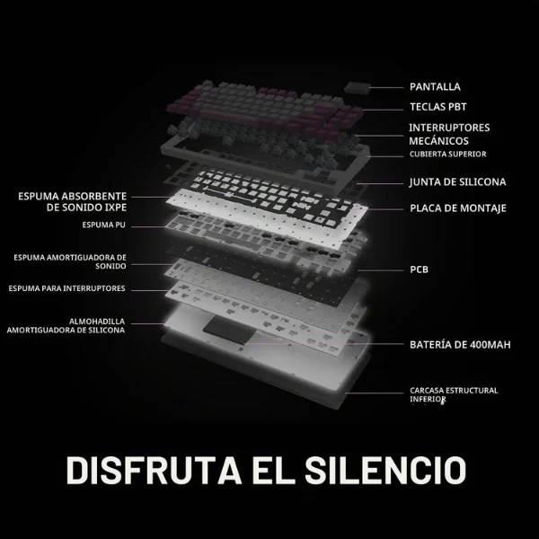 Teclado Gamer MSI FORGE GK600 TKL Wireless Mecánico RGB - Switches Lineales Hot Swap - Bluetooth 2.4GHz USB Tipo-C - Inglés - Violeta Blanco - S11-43CEP01-HH9