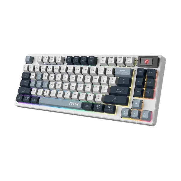 Teclado Gamer MSI FORGE GK600 TKL Wireless - Mecánico RGB - 2.4GHz/Bluetooth/USB-C - Inglés - S11-42CEP01-HH9 - Blanco/Gris