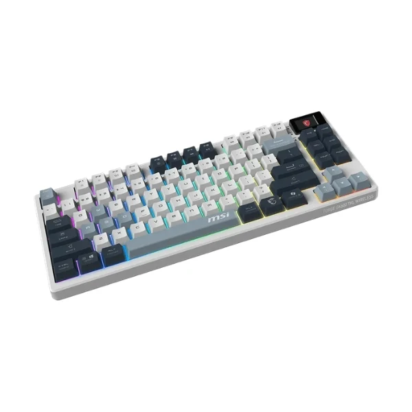 Teclado Gamer MSI FORGE GK600 TKL Wireless - Mecánico RGB - 2.4GHz/Bluetooth/USB-C - Inglés - S11-42CEP01-HH9 - Blanco/Gris