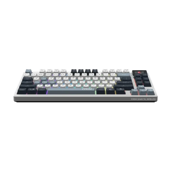 Teclado Gamer MSI FORGE GK600 TKL Wireless - Mecánico RGB - 2.4GHz/Bluetooth/USB-C - Inglés - S11-42CEP01-HH9 - Blanco/Gris