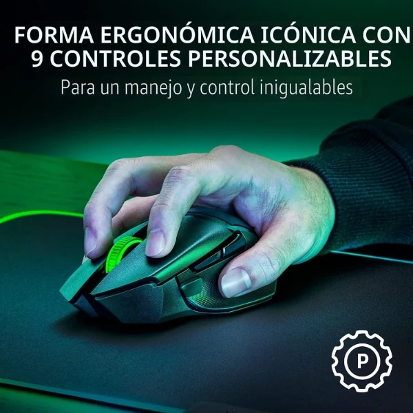 Mouse Gamer Razer Basilisk V3 X HyperSpeed - Inalámbrico - Sensor Óptico 18000 DPI - 9 Controles Programables - RZ01-04870100-R3U1 - Negro