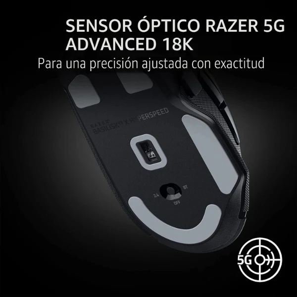 Mouse Gamer Razer Basilisk V3 X HyperSpeed - Inalámbrico - Sensor Óptico 18000 DPI - 9 Controles Programables - RZ01-04870100-R3U1 - Negro