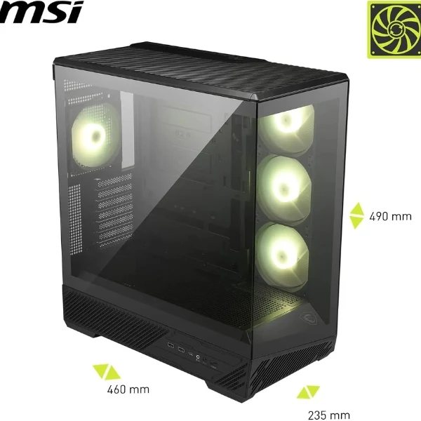 Case MSI MAG PANO 130R PZ - Mid Tower - ATX - Vidrio Templado - 4 Ventiladores ARGB 120mm - USB Type-C - 306-7G32R21-HH9