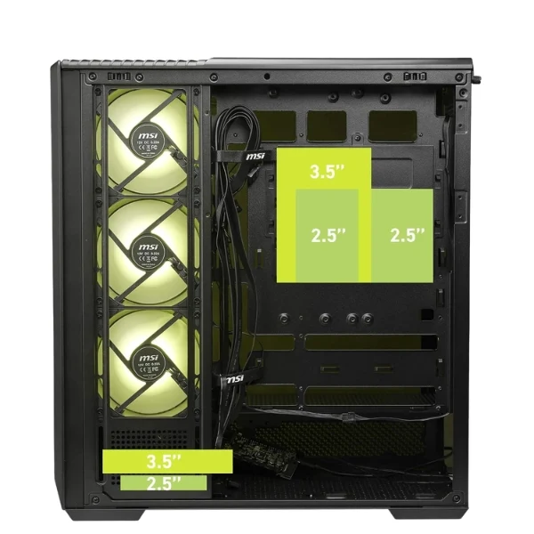Case MSI MAG PANO 130R PZ - Mid Tower - ATX - Vidrio Templado - 4 Ventiladores ARGB 120mm - USB Type-C - 306-7G32R21-HH9