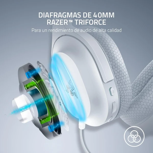 Audífonos Gamer Inalámbricos Razer Barracuda X - Drivers 40mm - Bluetooth - Micrófono HyperClear - USB Tipo C - blaco/gris - RZ04-04430200-R3U1