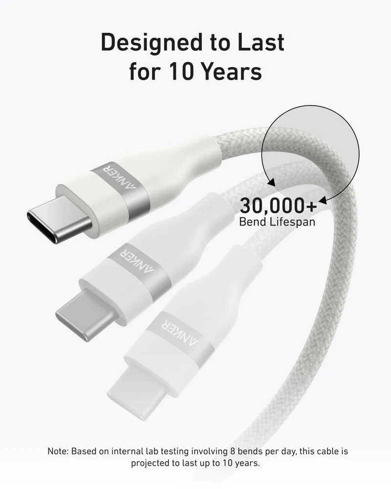 Cable Anker 240W USB-C to USB-C Cable (6ft Upcycled-Braided)