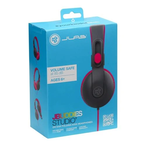 Audífonos JLab JBuddies Studio 2 On-Ear Kids Wired Headphones Rosa