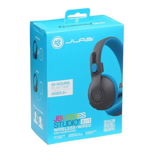 Audífonos JLab JBuddies Studio 2 Kids Wireless Bluetooth Headphones Azul