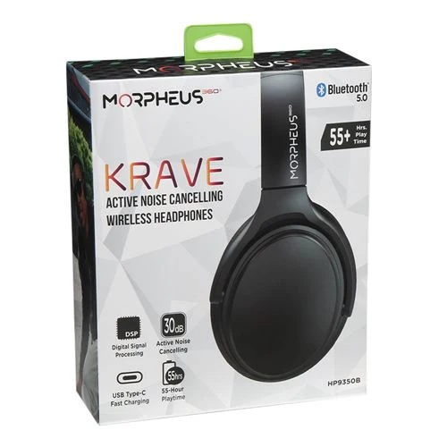 Audífonos Morpheus 360 Krave Active Noise Cancelling Wireless Bluetooth Headphones Negro