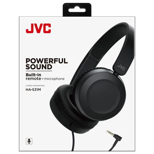 Audífonos JVC Powerful Sound On Ear Passive Noise Isolating Wired Headphones Negro