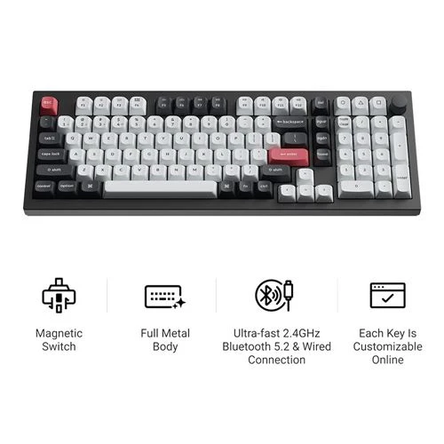 Teclado Keychron Q5 HE Gaming Keyboard Swappable RGB Backlight Nebula Switch Knob Version Negro