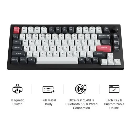 Teclado Keychron Q1 HE Keyboard Swappable RGB Backlight Nebula Switch Knob Version Negro