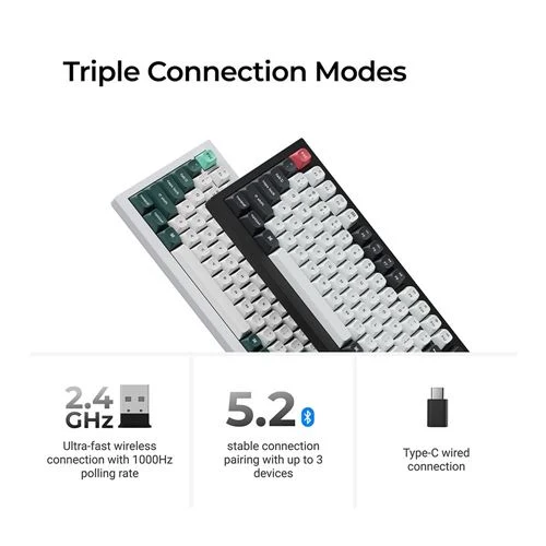 Teclado Keychron Q1 HE Keyboard Swappable RGB Backlight Nebula Switch Knob Version Negro