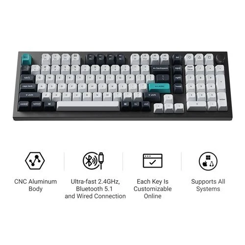 Teclado Keychron Q5 Max Swappable RGB Backlight Gateron Jupiter Brown Switche Knob Version Negro