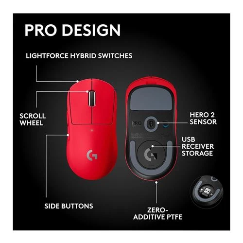 Mouse Logitech G PRO X SUPERLIGHT 2 SE LIGHTSPEED Wireless Gaming Mouse Rojo