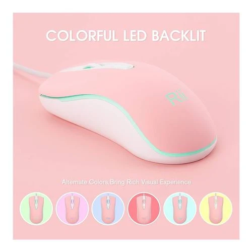 Mouse Riitek RM105 Wired Mouse Pink Rosa