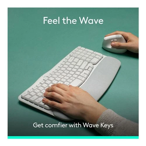 Teclado Logitech Wave Keys Ergonomic Wireless Keyboard Blanco