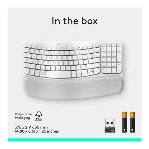 Teclado Logitech Wave Keys Ergonomic Wireless Keyboard Blanco