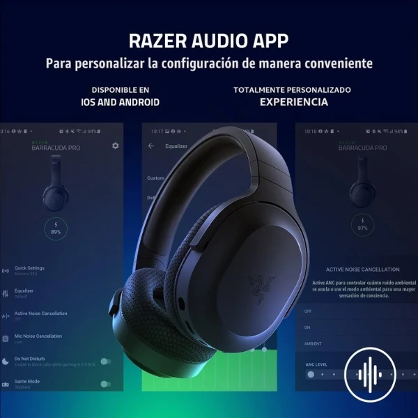 Audífono - Micrófono Razer Barracuda X - Inalámbrico - SmartSwitch Dual Wireless - Bluetooth - 40mm - 50 Horas Batería - Negro - RZ04-04430100-R3U1