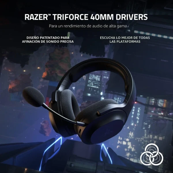 Audífono - Micrófono Razer Barracuda X - Inalámbrico - SmartSwitch Dual Wireless - Bluetooth - 40mm - 50 Horas Batería - Negro - RZ04-04430100-R3U1