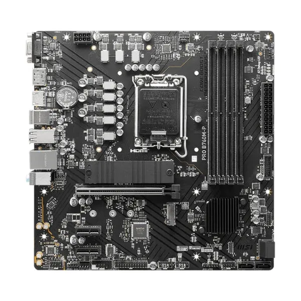 Tarjeta Madre MSI PRO B760M-P - Micro-ATX - Socket LGA1700 - Intel B760 - 4x DDR5 - 2x M.2 - PCIe 4.0 - HDMI/DisplayPort/VGA - 911-7E02-029