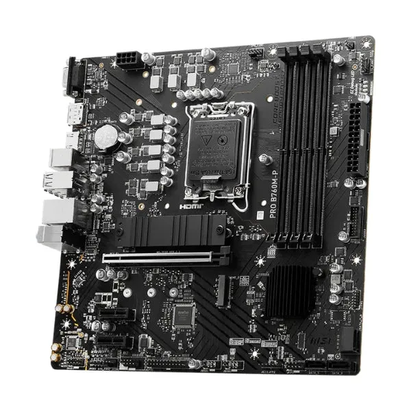 Tarjeta Madre MSI PRO B760M-P - Micro-ATX - Socket LGA1700 - Intel B760 - 4x DDR5 - 2x M.2 - PCIe 4.0 - HDMI/DisplayPort/VGA - 911-7E02-029