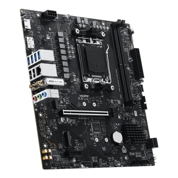 Tarjeta Madre MSI PRO A620AM-G EVO WiFi 6E - Micro-ATX - Socket AM5 - 2x DDR5 - 2x M.2 - PCIe 4.0 - WiFi 6E - Bluetooth 5.3 - HDMI/DisplayPort - 911-7E96-002